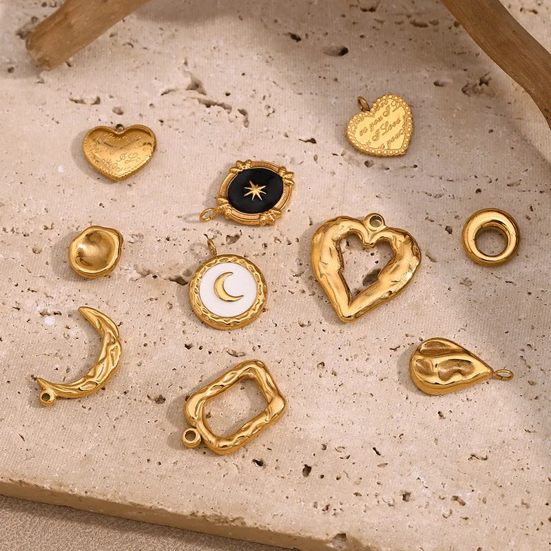 1 Piece 304 Stainless Steel PVD Coated Real Gold Plated Water Droplets Pendant DIY Jewelry Accessories