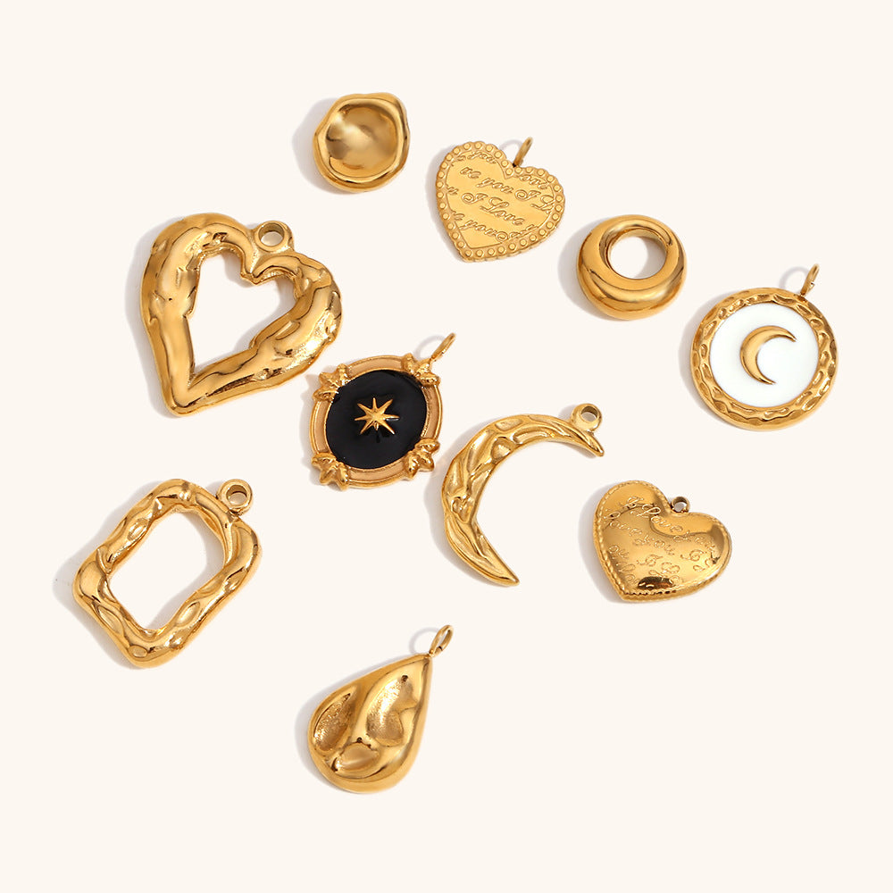 1 Piece 304 Stainless Steel PVD Coated Real Gold Plated Water Droplets Pendant DIY Jewelry Accessories