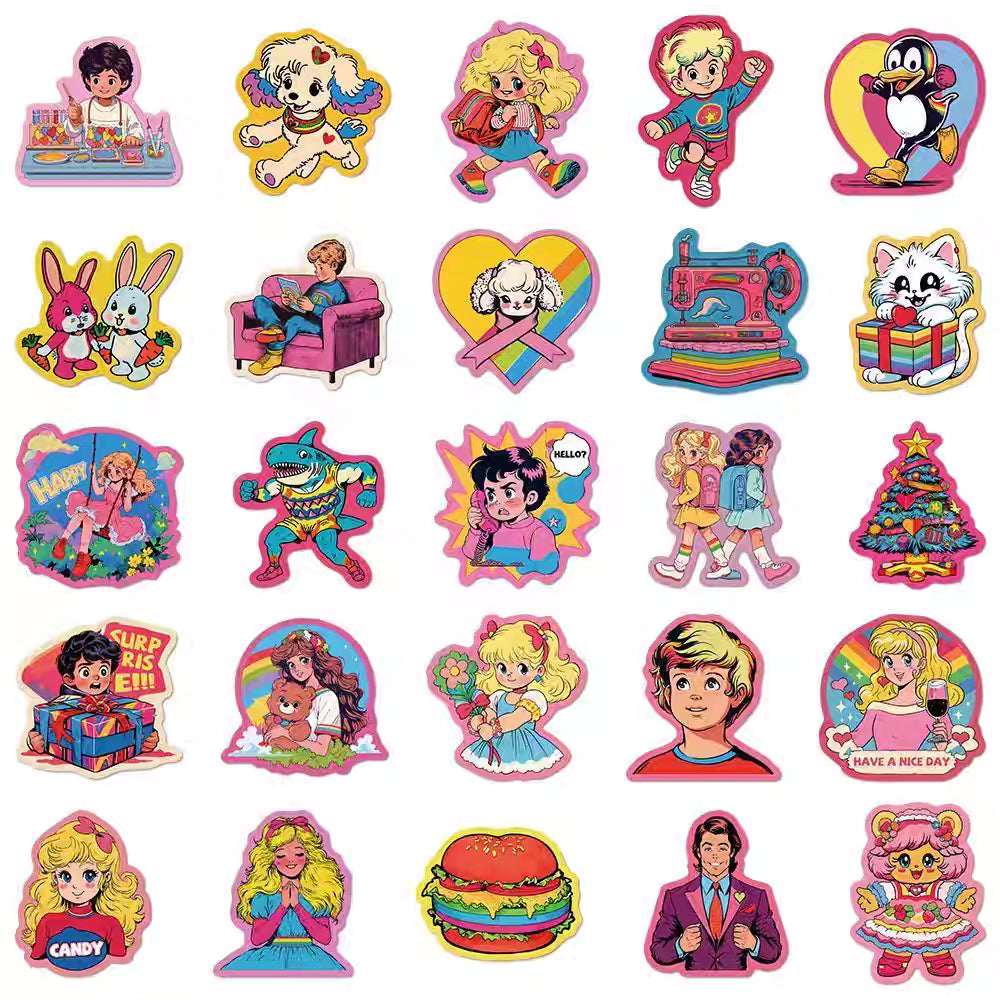 Painted Sweet & Cool Retro Graffiti Gothic Girl Stickers 50pcs
